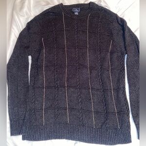 Vintage Dockers Sweater Men's Size Large Window Pane Pullover 100% Cotton Brown